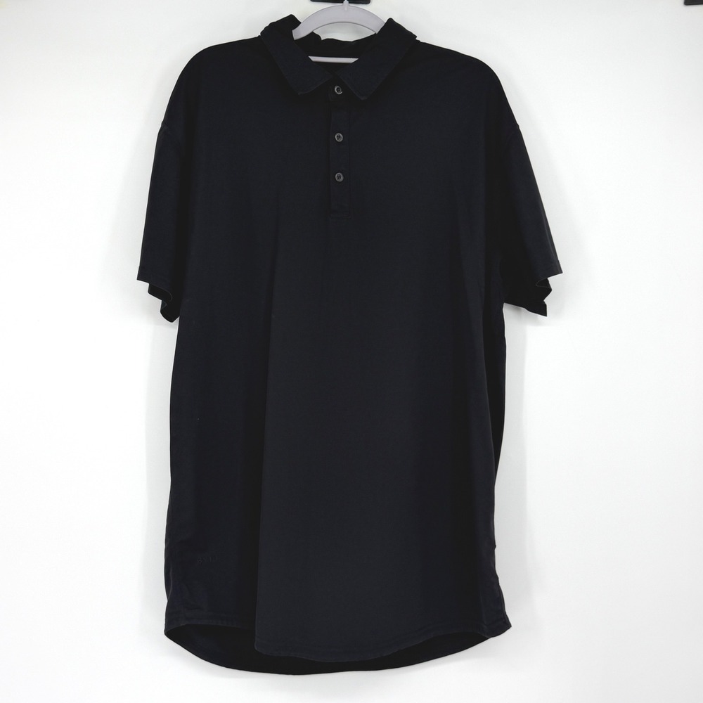 BYLT Premium Basics Men's XL Black Drop Cut Polo Shirt Stretch Longline